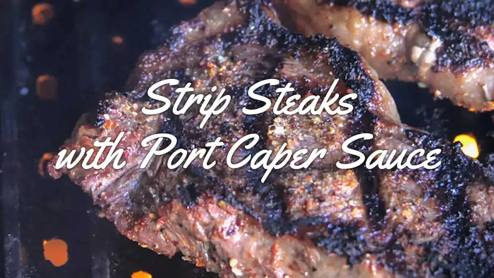 Strip Steaks with Port Caper Sauce