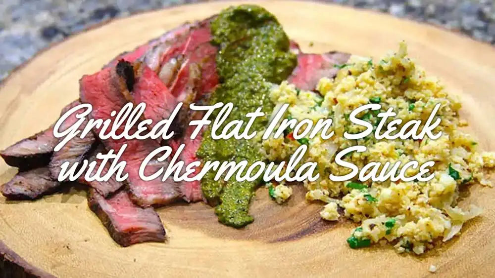 Grilled Flat Iron Steak with Chermoula Sauce