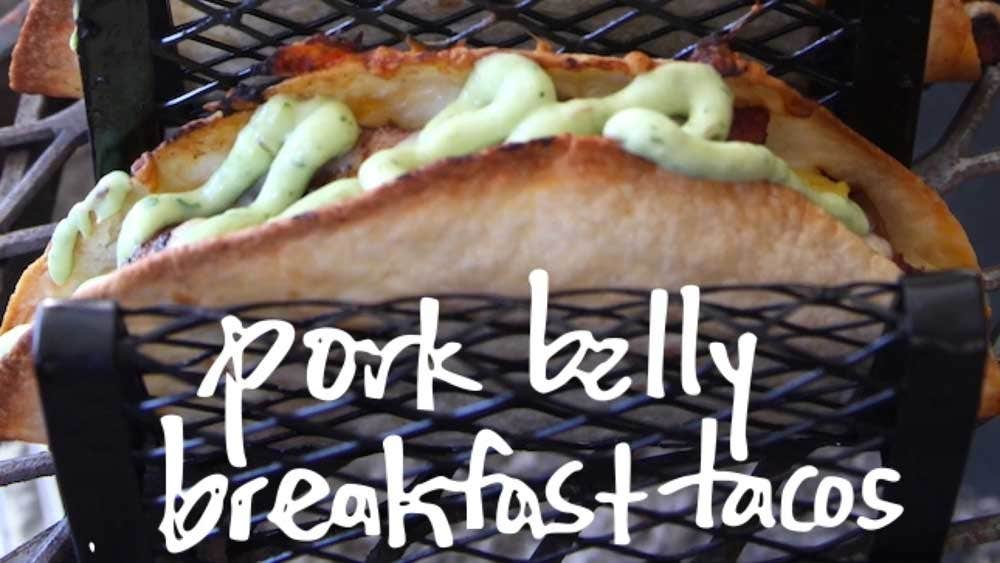 Grilled Breakfast Tacos with Smoked Pork Belly