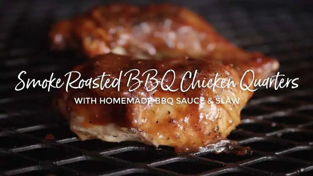 Smoke Roasted BBQ Chicken Quarters with BBQ Sauce
