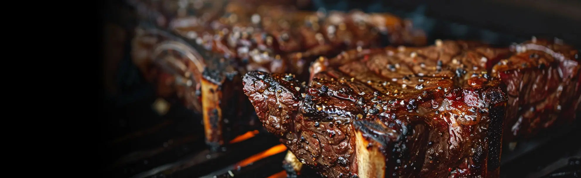 close up of grilled meat on a pellet bbq grill