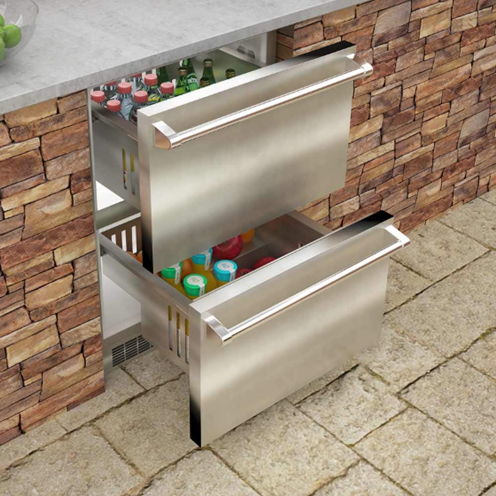 24 inch Marvel Outdoor Built-in Refrigerated Drawers, Solid Stainless Steel Drawers with Lock Refrigerators 12035393