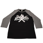 All Things Barbecue Black and Grey Baseball Tees Small 12039279
