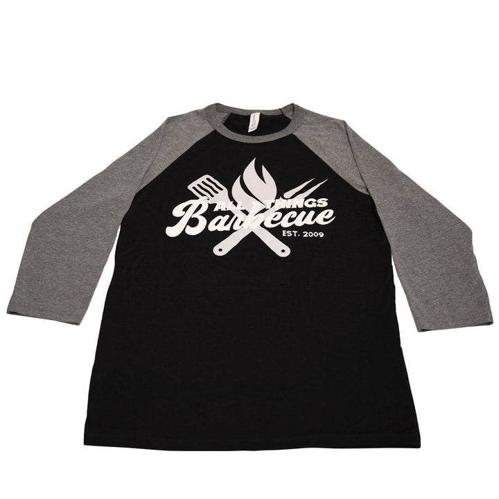 All Things Barbecue Black and Grey Baseball Tees Small 12039279