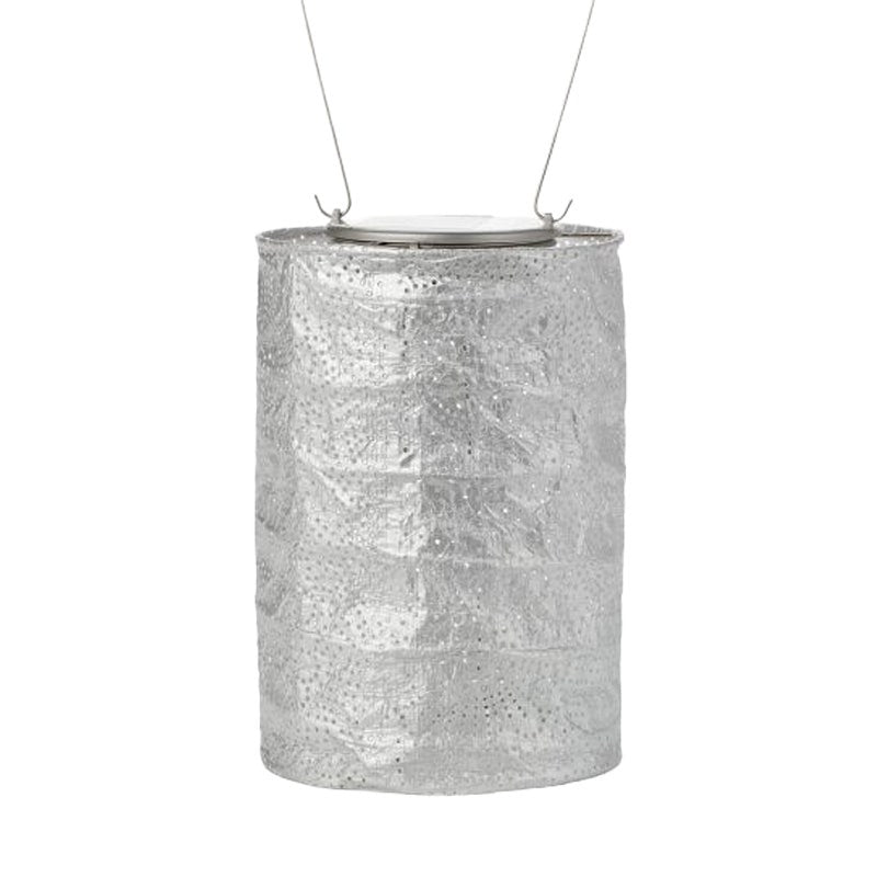 Allsop Soji Stella 7.5 inch Cylinder Solar Lantern in Silver Lighting 12039674