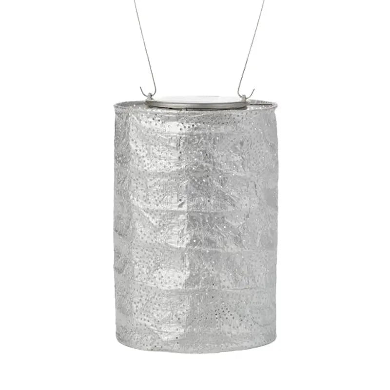 Allsop Soji Stella 7.5" Cylinder Solar Lantern in Silver Lighting 12039674