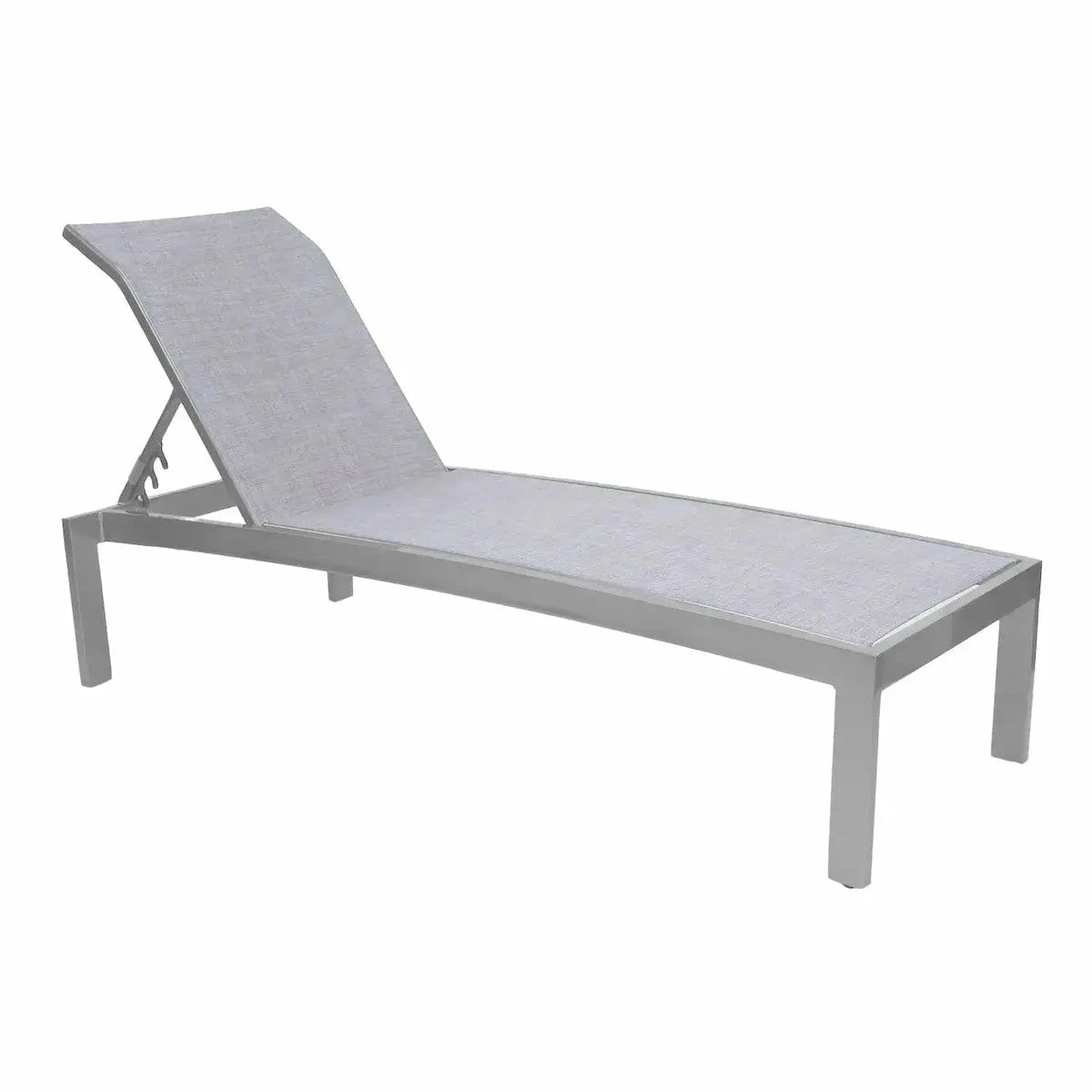 Castelle Orion Adjustable Sling Chaise Lounge with Platinum Tex Finish and Augustine Denim Sling Sunloungers 12038581