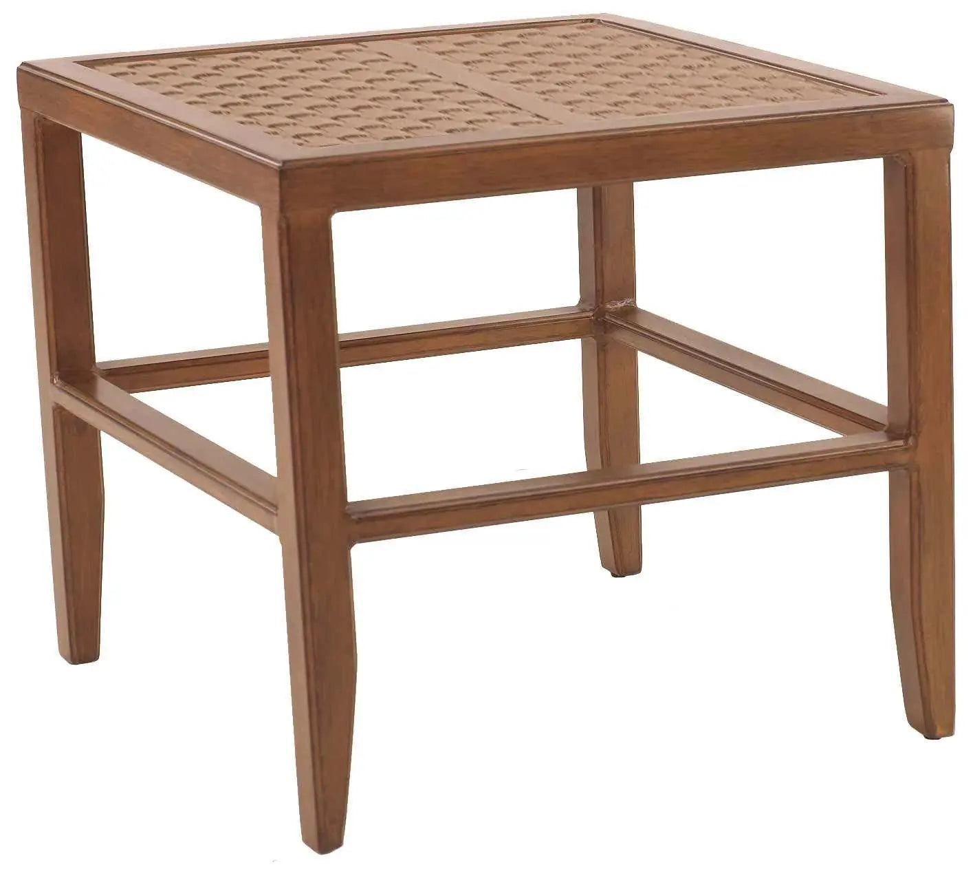 Castelle Transitional 20" Square Side Table with Live Edge Mahogany Top and Antique Walnut Finish Outdoor Tables 12026479