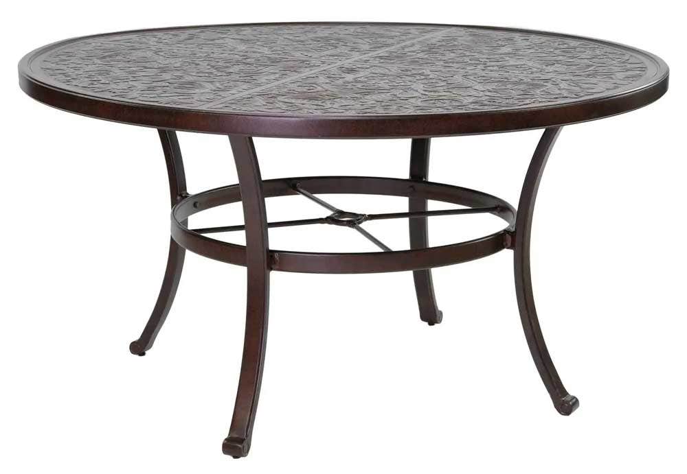 Castelle Vintage 54 inch Round Dining Table with Forged Top and Antique Walnut Finish Outdoor Tables 12025584