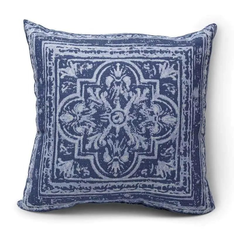 Casual Cushion Throw Pillow in Medallion Quatrefoil Navy