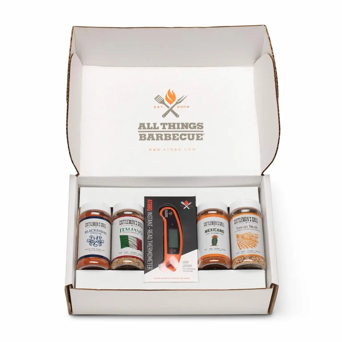 Cattleman's Grill Taste of the World Four Rub + Thermometer Gift Set Food Gift Baskets 12043669