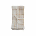 Cream and Metallic Gold Grid Pattern Cotton Napkins, Set of 4 Seasonal & Holiday Decorations 12044807