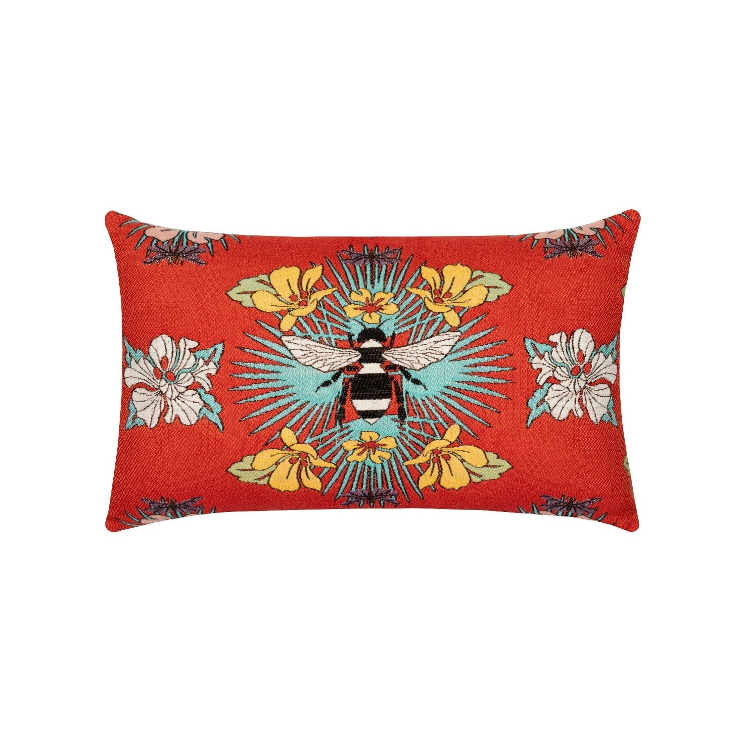 Elaine Smith Tropical Bee Red Lumbar Pillow Throw Pillows 12030985