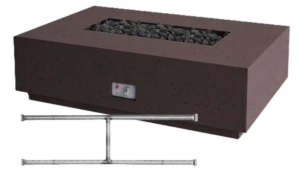 FireGear Sanctuary 1 Rectangular 56 inch Fire Table in Chocolate Fire Pits Stainless Steel Burner / Natural Gas / Match Throw (MT) 12045533
