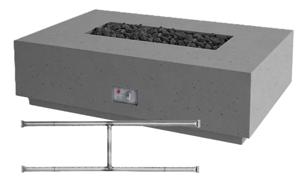 FireGear Sanctuary 1 Rectangular 56 inch Fire Table in Slate Grey Fire Pits Stainless Steel Burner / Natural Gas / Match Throw (MT) 12045300