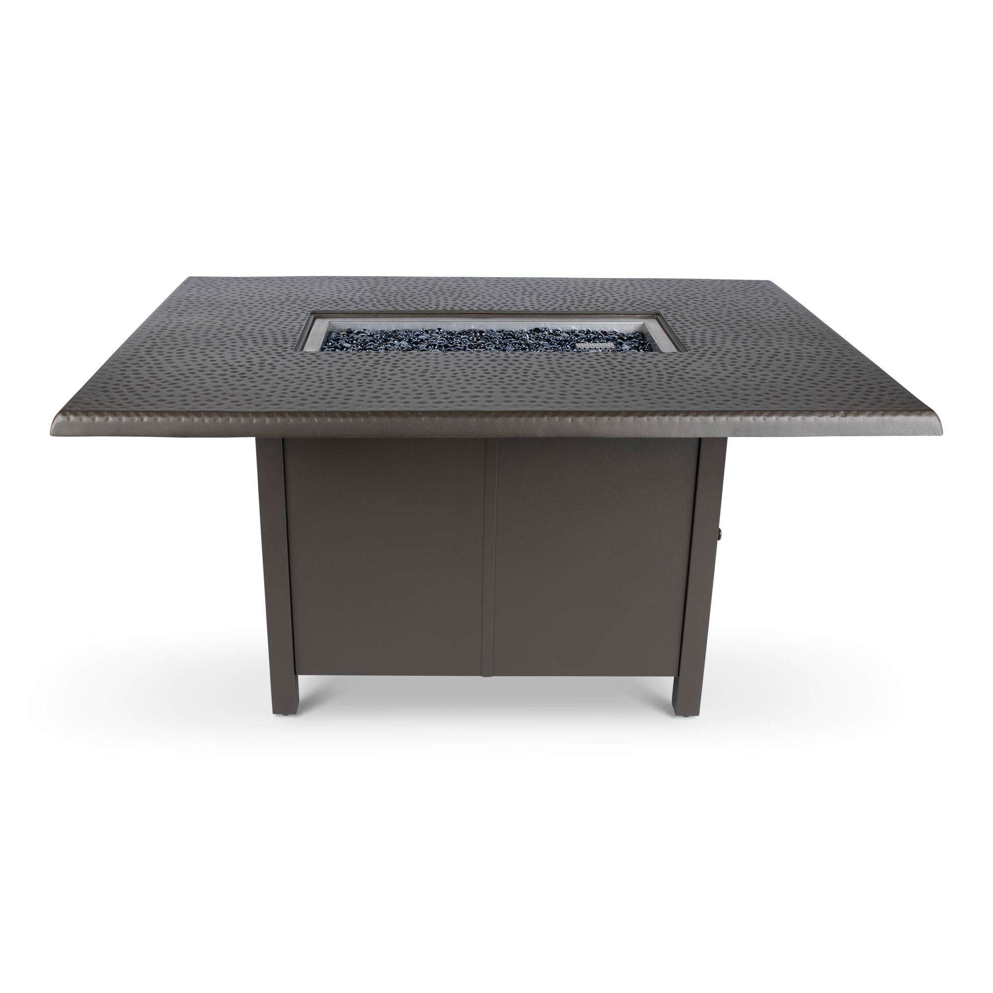 Woodard 42 inch x 60 inch Dining Fire Table with Hammered Top in Aztec Bronze Fireplaces 12037579