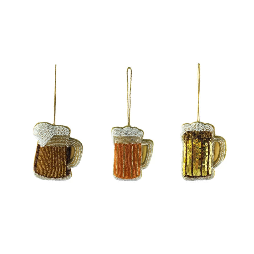 Glass Bead and Sequins Beer Glass Ornaments