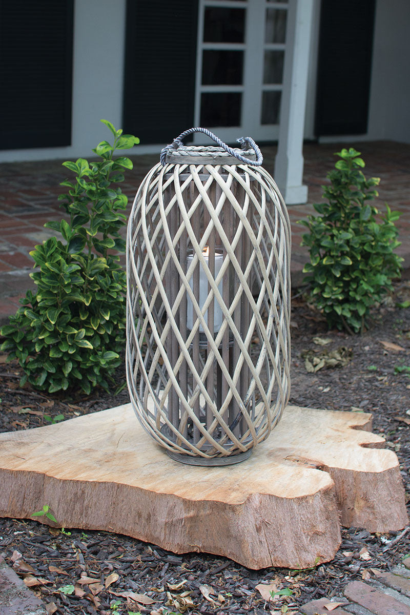 Grey Willow Lantern with Glass Medium 12043404