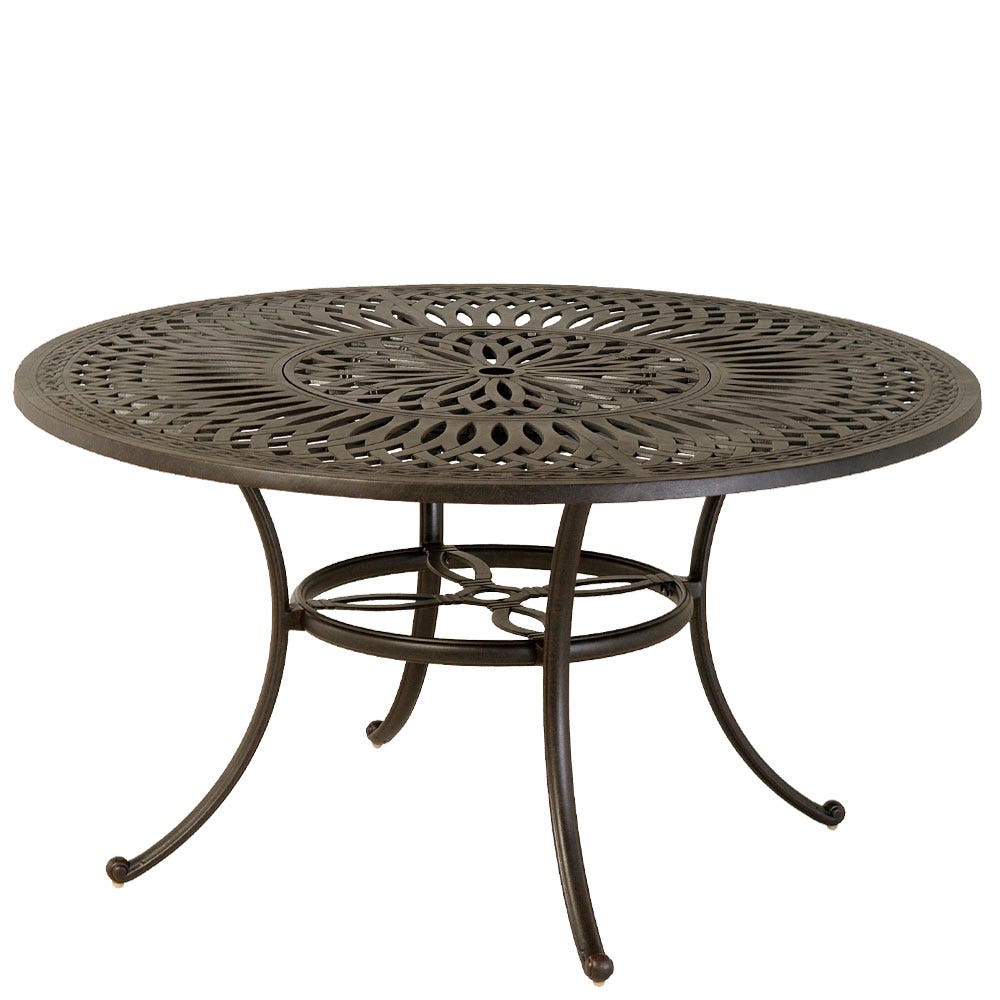 Hanamint Mayfair 54 inch Round Dining Table with Inlaid Lazy Susan Outdoor Tables 12025999