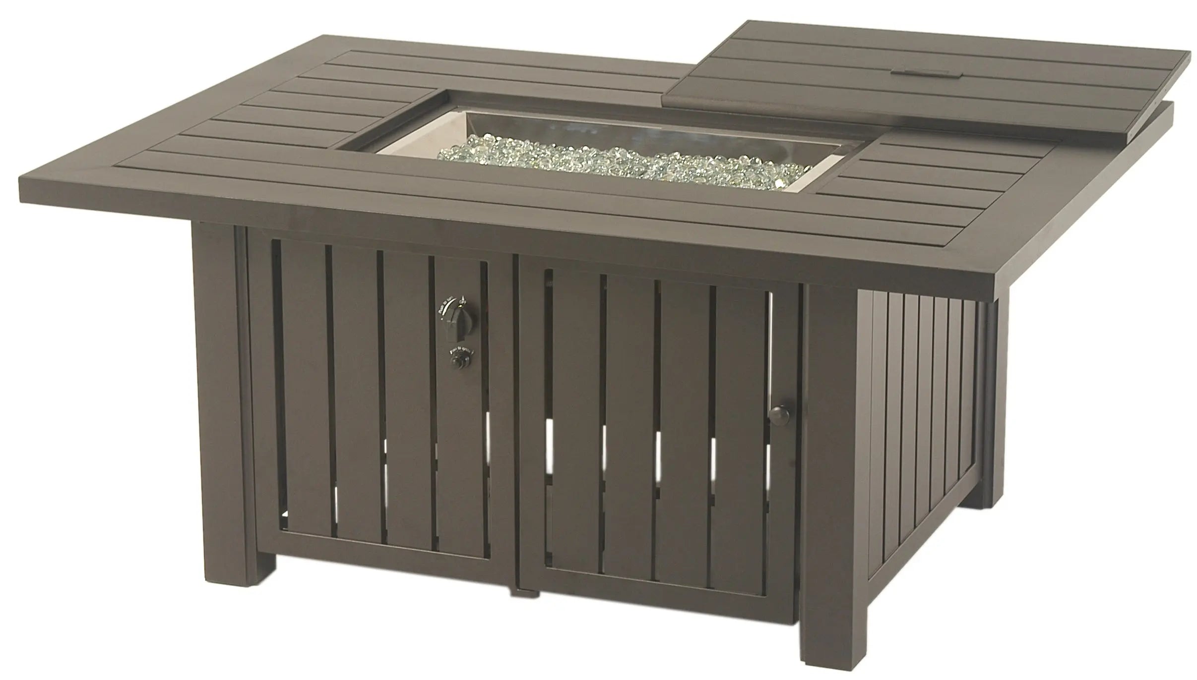 Hanamint Sherwood 39 x 56 Rectangular Enclosed Gas Fire Pit Coffee Table