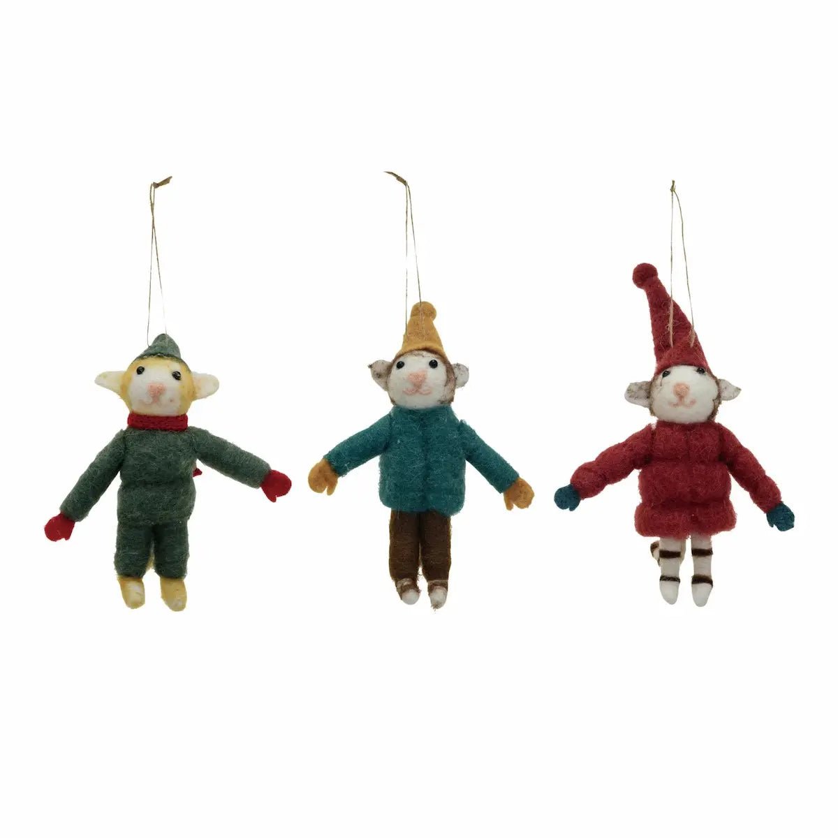 Handmade Wool Felt Cat Ornaments Holiday Ornaments