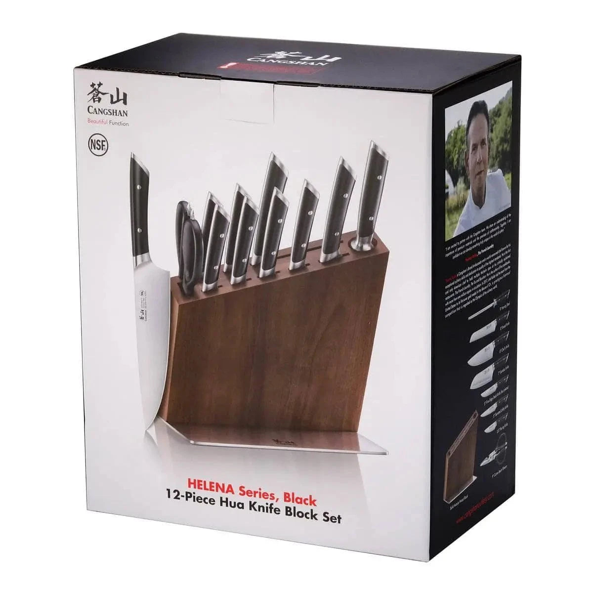 HELENA Series 12-Piece Knife Block Set, Forged German Steel, HUA Acacia Block Kitchen Knives 12047174