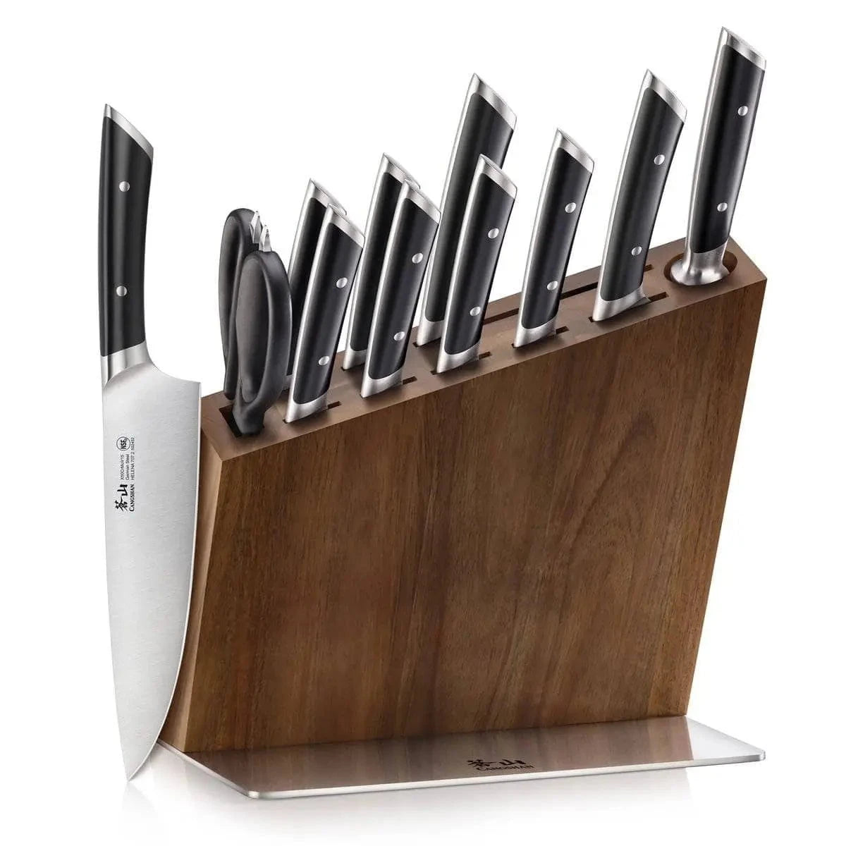 HELENA Series 12-Piece Knife Block Set, Forged German Steel, HUA Acacia Block Kitchen Knives 12047174