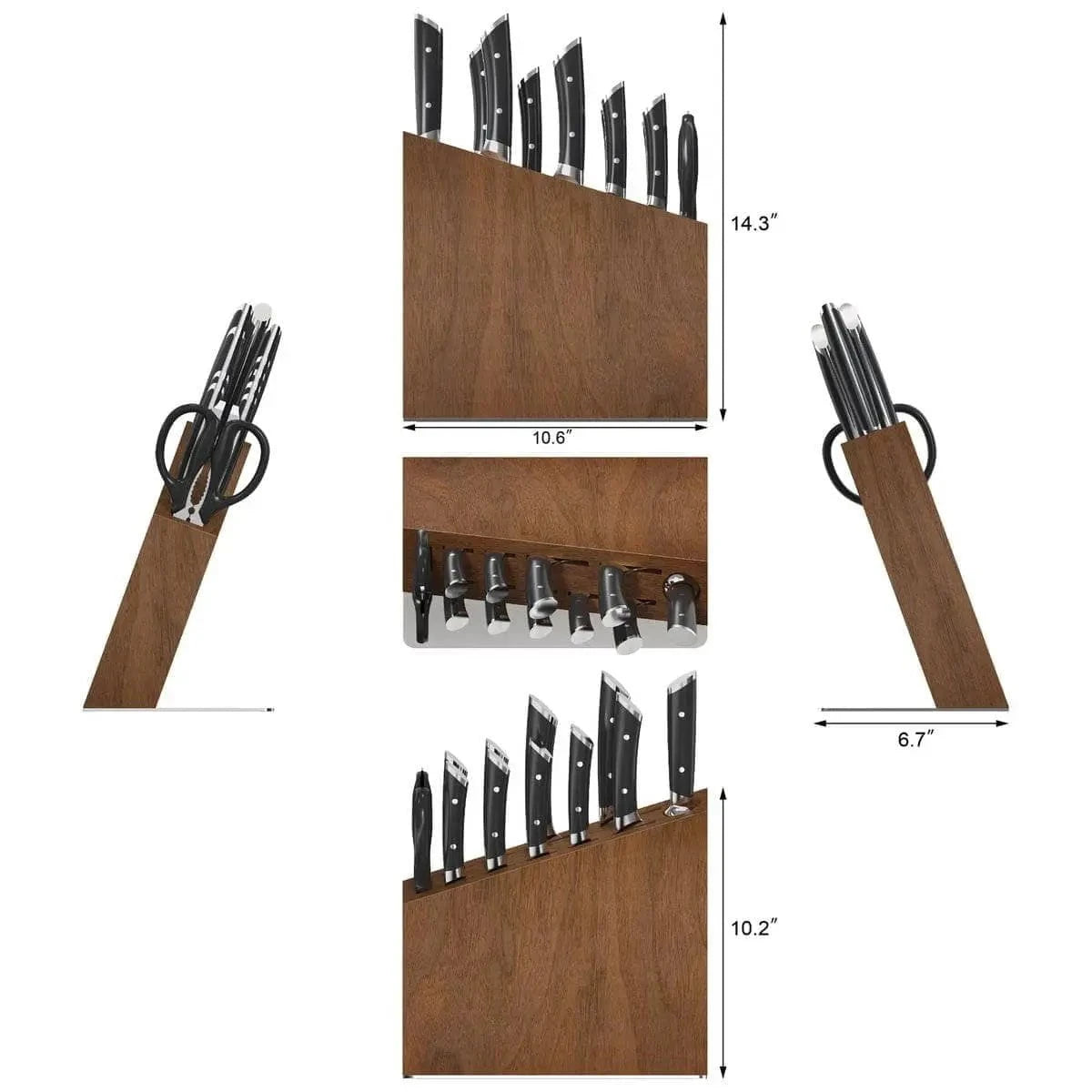HELENA Series 12-Piece Knife Block Set, Forged German Steel, HUA Acacia Block Kitchen Knives 12047174