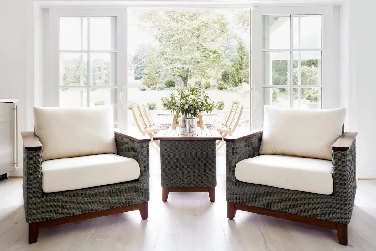 Jensen Outdoor Coral Square Side Table in Gray Weave Outdoor Tables 12031093