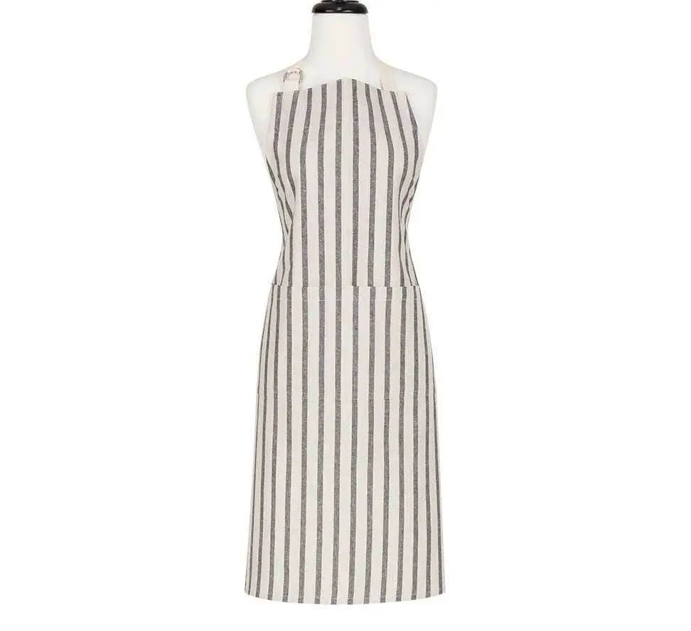 KAF Home Twill Tie Oxford Apron Aprons Black Vintage Stripe 12027257