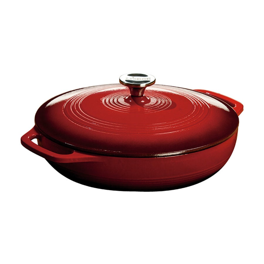 Lodge 3.6-Quart Enameled Cast Iron Covered Casserole Casserole Dishes Red 12031709