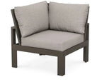 Polywood Edge Modular Corner Chair in Vintage Coffee Finish with Weathered Tweed Cushion Outdoor Chairs 12040248