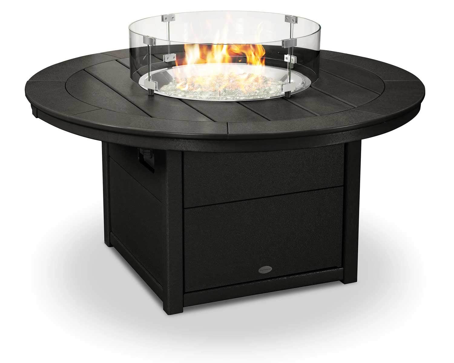 POLYWOOD Fire Table with Round 48 inch Top Fireplaces Black 12033410