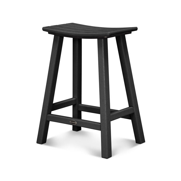 POLYWOOD Traditional Saddle Counter Stool in Black 12038869