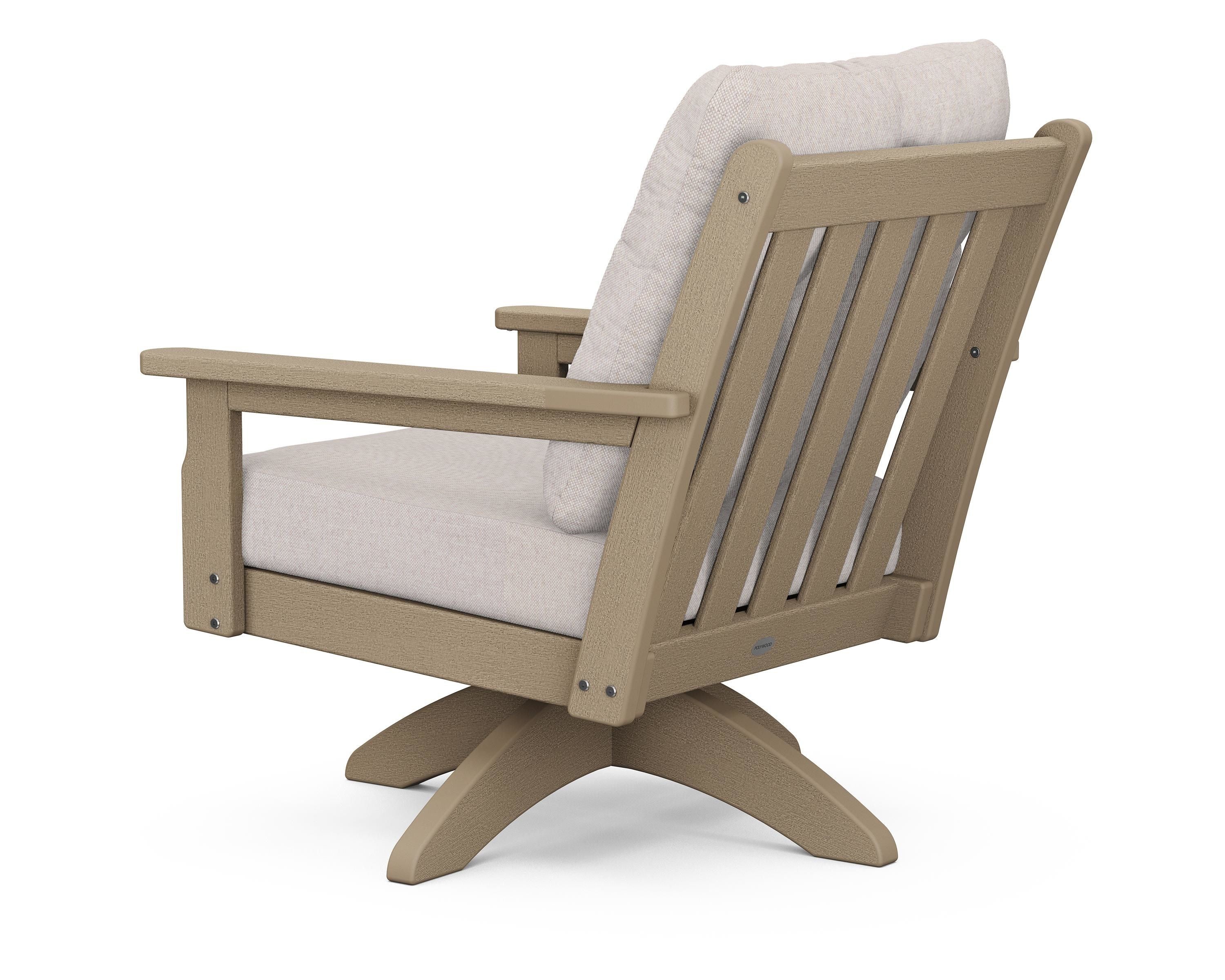 POLYWOOD Vineyard Deep Seating Swivel Chair in Vintage Sahara and Essential Sand Cushion Outdoor Chairs 12032901
