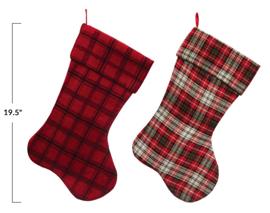 Red and Black Plaid Fabric Stocking Red with Black 12039922
