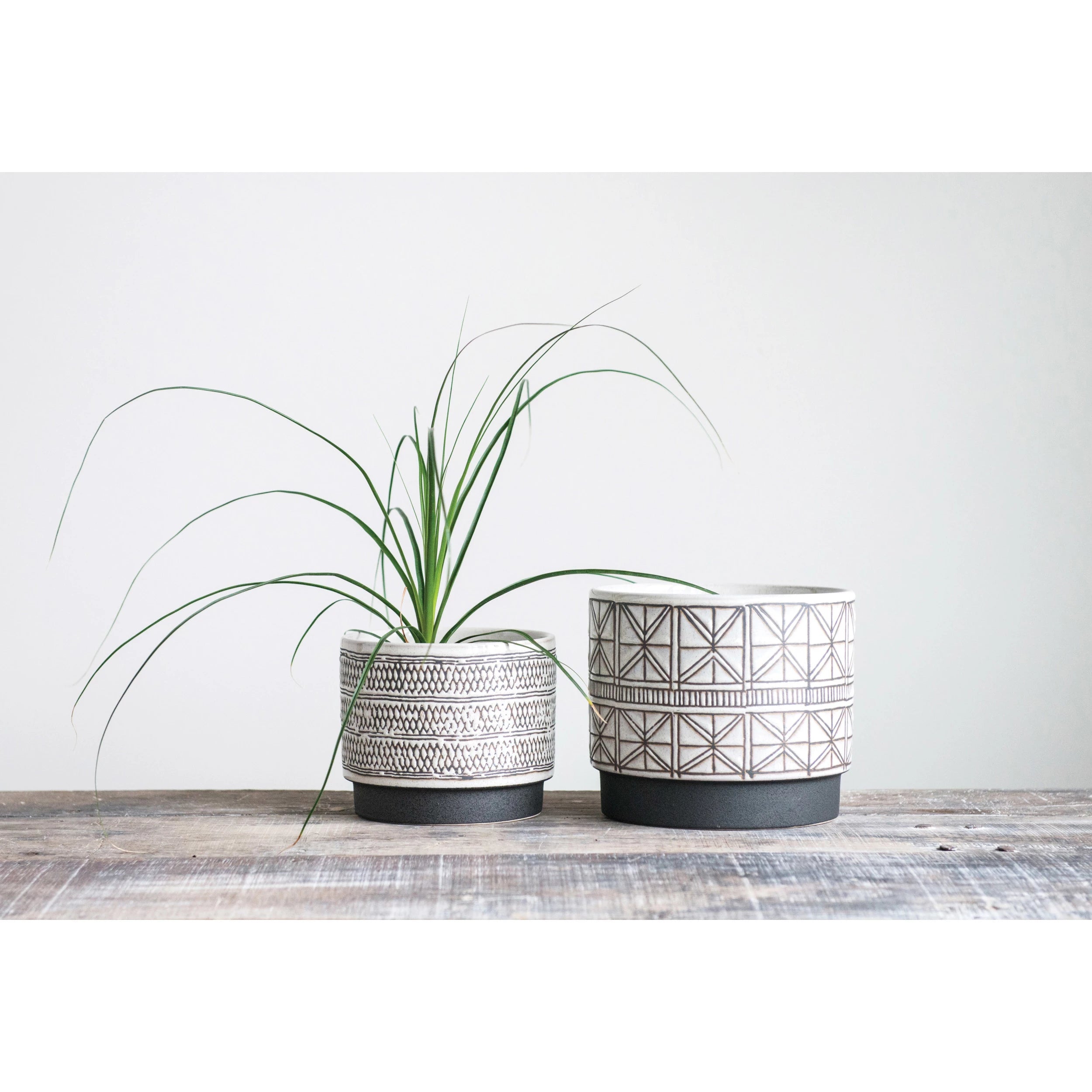 Sketchy Style Stoneware Planters