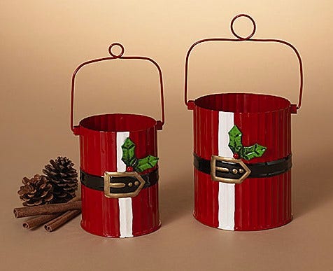 Small Metal Holiday Santa Belt Bucket with Handle Small 12041668