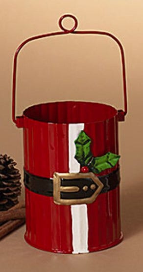 Small Metal Holiday Santa Belt Bucket with Handle Small 12041668