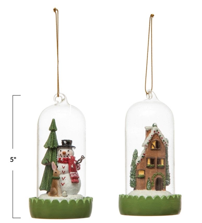 Snowman Glass Cloche Ornament with LED Light Snowman 12039944