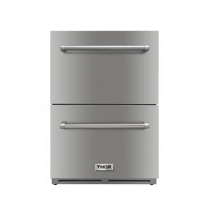 24 Stainless Steel Undercounter Double-Drawer Refrigerator