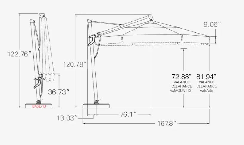 Treasure Garden 13' Octagon Starlux AKZP Cantilever Umbrella with Black Frame Outdoor Umbrellas & Sunshades