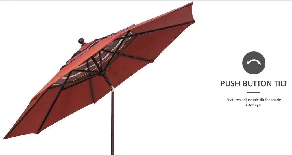 Treasure Garden 9' Octagon Push Button Tilt Umbrella with Black Frame Outdoor Umbrellas & Sunshade