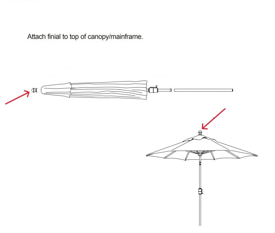 Treasure Garden Auto Tilt Market Umbrella Finial in Black Outdoor Umbrella & Sunshade Accessories 12038219
