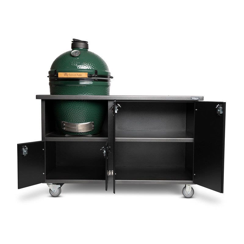 Wellspring Alpha Series Grill Cabinet for Big Green Egg Large, Silver Vein Frame, Black Doors and Black Hardware Outdoor Grill Carts 12032747