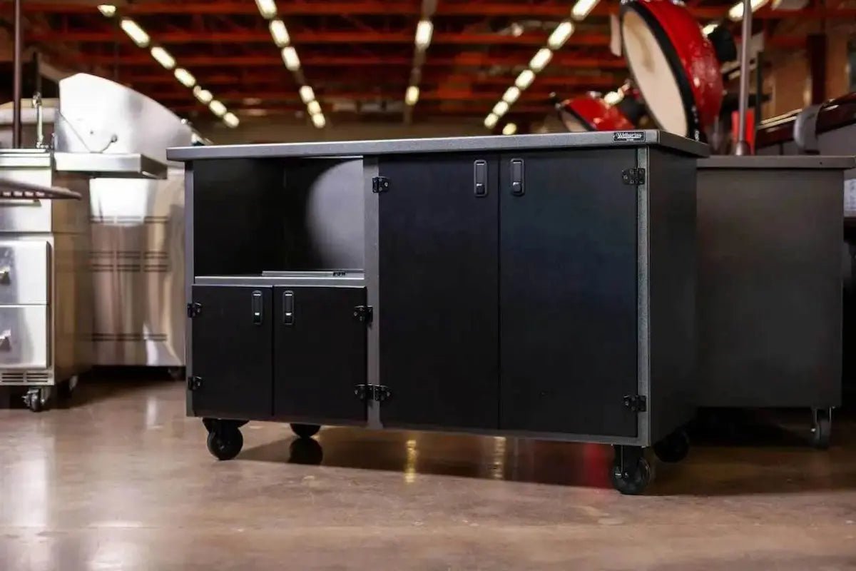 Wellspring Alpha Series Grill Cabinet for Kamado Joe Classic Joe, Silver Vein Frame, Black Doors and Black Hardware Outdoor Grill Carts 12032752
