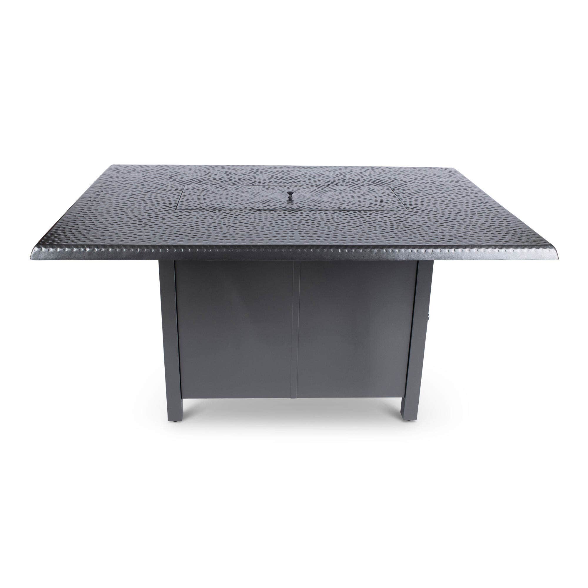 Woodard 42 inch x 60 inch Dining Height Fire Table with Hammered Top in Pewter Finish 12037577