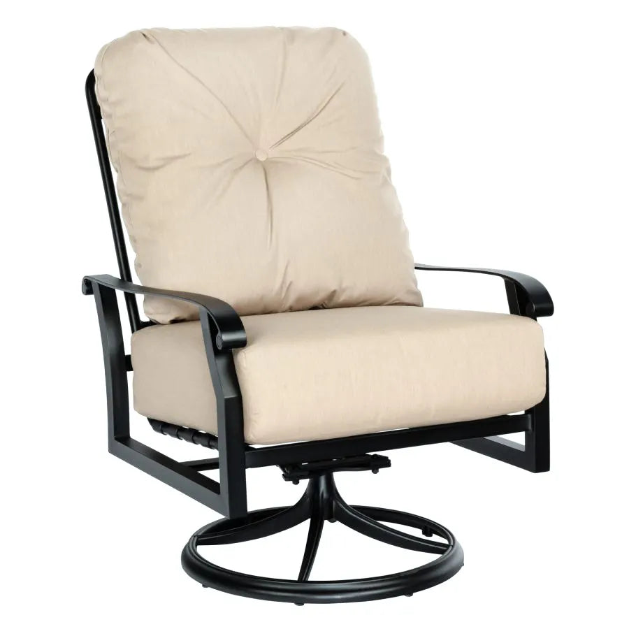 Woodard Cortland Cushion Big Man Swivel Rocker with Twilight Frame and Chartres Malt Fabric Outdoor Chairs 12033972
