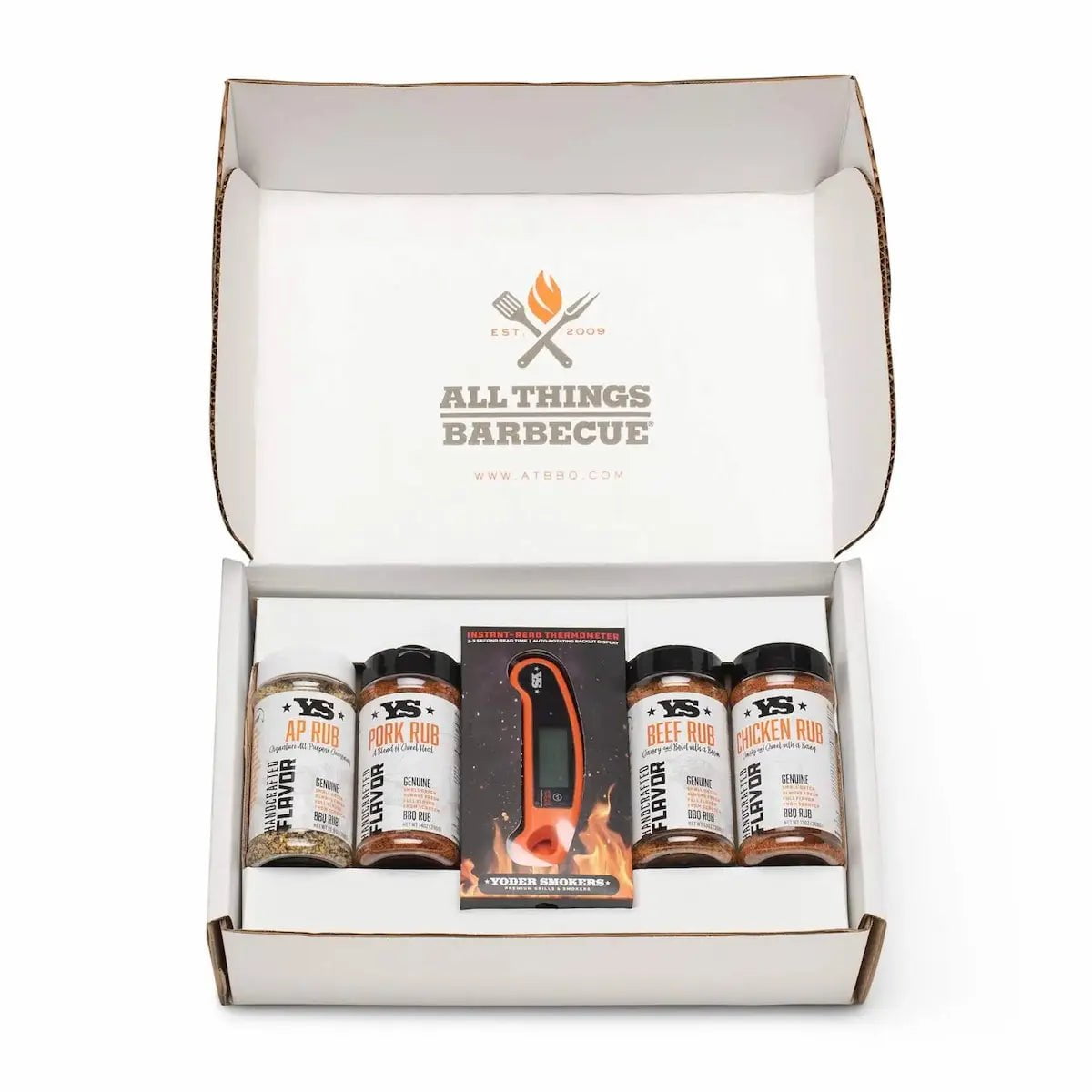 Yoder Smokers Four Rub + Thermometer Gift Set Food Gift Baskets 12043672