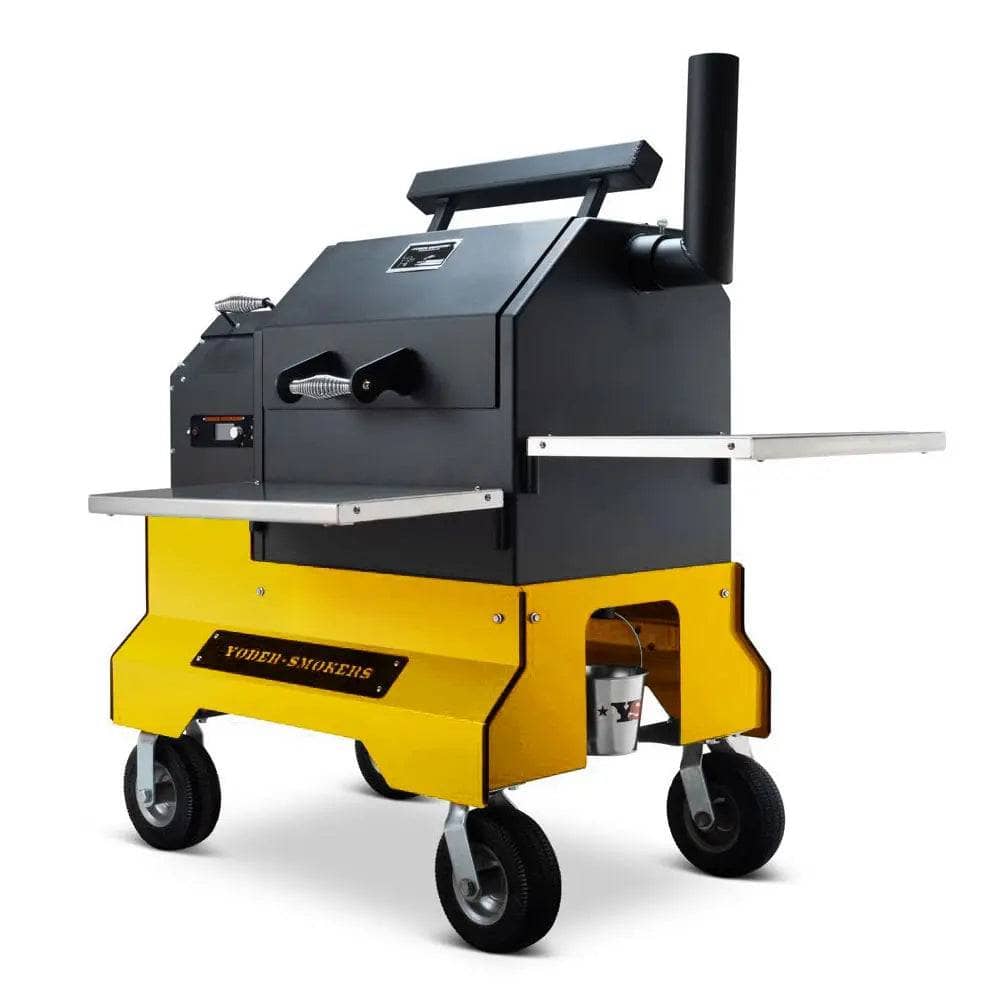 Yoder Smokers YS480s Pellet Grill on Competition Cart with Storage Drawer Outdoor Grill Yellow / Wire Shelves / 8